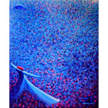 Painting titled "Sky Blue Whirling D…" by Khusro Subzwari, Original Artwork, Acrylic