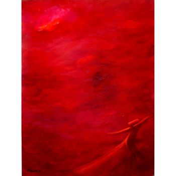 Painting titled "Blood Red Whirling…" by Khusro Subzwari, Original Artwork, Acrylic