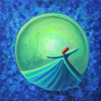 Pittura intitolato "Blue & Green Abstra…" da Khusro Subzwari, Opera d'arte originale, Acrilico