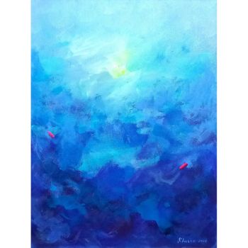 「Sea Blue Abstract D…」というタイトルの絵画 Khusro Subzwariによって, オリジナルのアートワーク, アクリル