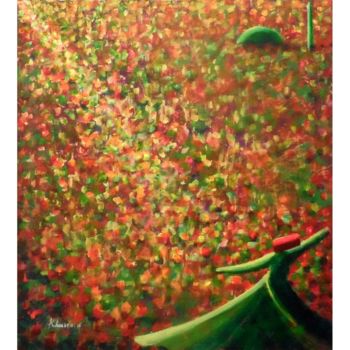 Картина под названием "Brown Red Whirling…" - Khusro Subzwari, Подлинное произведение искусства, Акрил