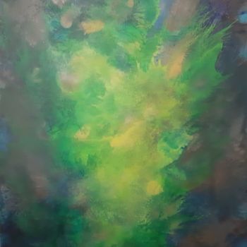 Painting titled "Abstract Greenery b…" by Khusro Subzwari, Original Artwork, Acrylic