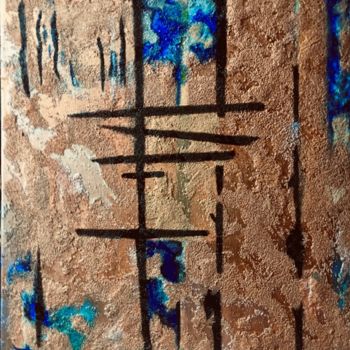 Painting titled "croix de cuivre" by Marie-Eve Kia, Original Artwork, Acrylic