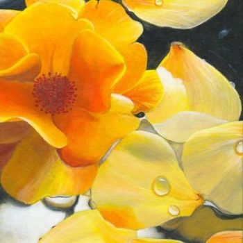 Painting titled "Petals cream" by Kiauart, Original Artwork, Oil