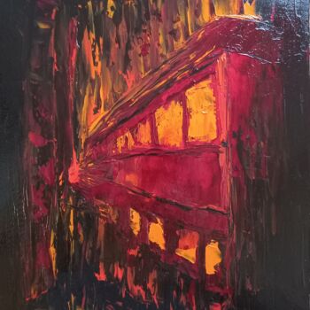 Malerei mit dem Titel "Mrs Red Express Tra…" von Mansour Aglyamov, Original-Kunstwerk, Öl