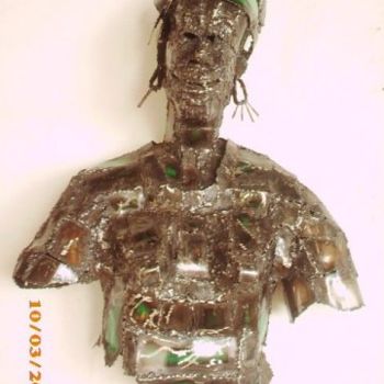 Sculpture intitulée "PORTRAIT MURALE" par Kienou, Œuvre d'art originale, Métaux