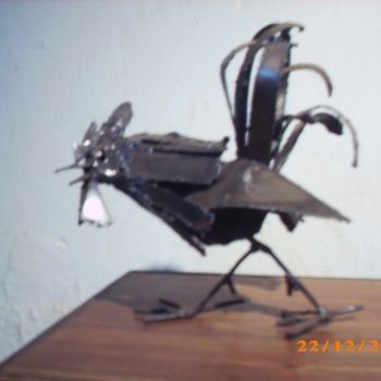 Sculpture intitulée "LE COQ" par Kienou, Œuvre d'art originale, Métaux