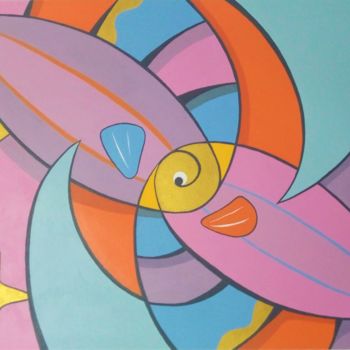Картина под названием "Fishes" - Nikolay Bogdan, Подлинное произведение искусства, Акрил