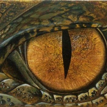 Painting titled "Dragon eye" by Nikolay Bogdan, Original Artwork, Acrylic Mounted on Wood Stretcher frame