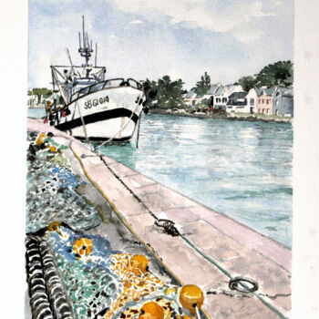 Pintura intitulada "Grande marée à Daho…" por Kija, Obras de arte originais, Aquarela
