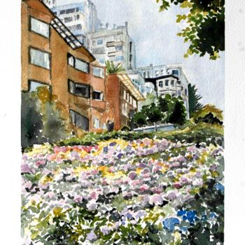 Painting titled "Lombard street à Sa…" by Kija, Original Artwork, Watercolor