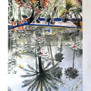 Peinture intitulée "Jardin Majorelle" par Kija, Œuvre d'art originale, Aquarelle
