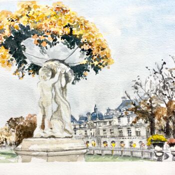 Pintura titulada "Jardin du Luxembourg" por Kija, Obra de arte original, Acuarela