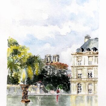 Painting titled "Les tours de Saint…" by Kija, Original Artwork, Watercolor