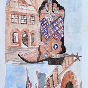 Painting titled "Les « big boots » d…" by Kija, Original Artwork, Watercolor