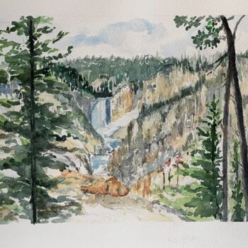 Painting titled "Lower Falls, parc d…" by Kija, Original Artwork, Watercolor