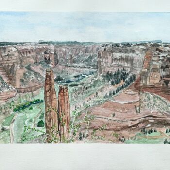 Painting titled "Le canyon de Chelly…" by Kija, Original Artwork, Watercolor