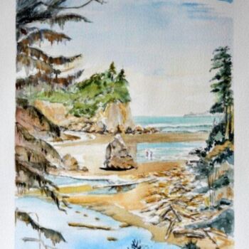 Peinture intitulée "Ruby Beach, Washing…" par Kija, Œuvre d'art originale, Aquarelle