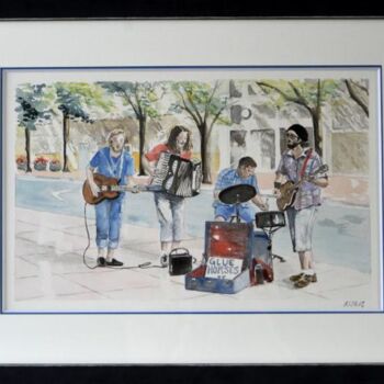 Schilderij getiteld "Music in Portland,…" door Kija, Origineel Kunstwerk, Aquarel