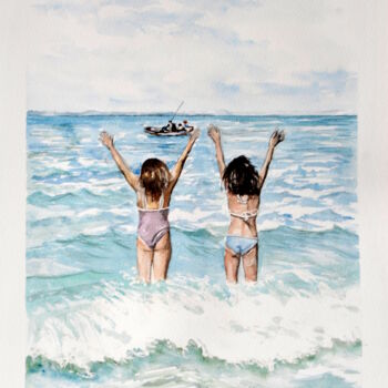 Malerei mit dem Titel "Au revoir" von Kija, Original-Kunstwerk, Aquarell