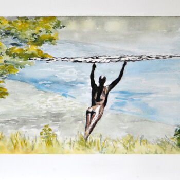 Painting titled "Icare -au Tennessee" by Kija, Original Artwork, Watercolor