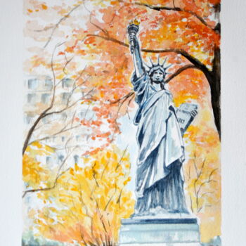 Schilderij getiteld "Statue de la Libert…" door Kija, Origineel Kunstwerk, Aquarel