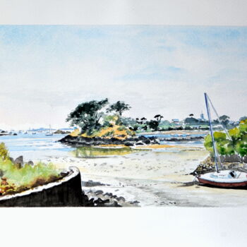 Peinture intitulée "l'île de Bréhat" par Kija, Œuvre d'art originale, Aquarelle