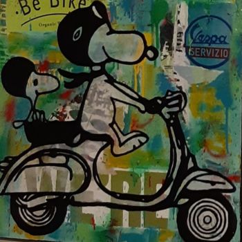 Картина под названием "SNOOPY se balade en…" - Kikayou, Подлинное произведение искусства, Акрил Установлен на Деревянная рам…