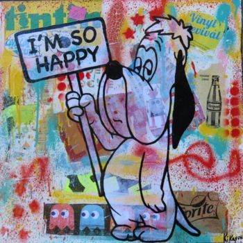 Pintura titulada "I AM SO HAPPY" por Kikayou, Obra de arte original, Acrílico Montado en Bastidor de camilla de madera