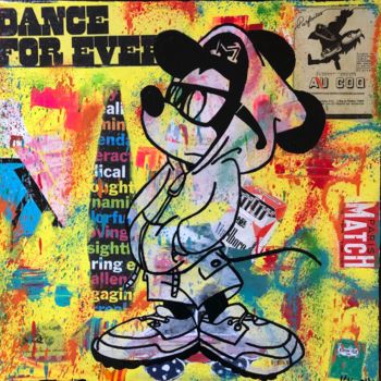 Pintura intitulada "MICKEY DANCE FOR EV…" por Kikayou, Obras de arte originais, Acrílico Montado em Armação em madeira