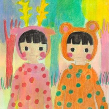 Peinture intitulée "Children of the for…" par Kiki, Œuvre d'art originale