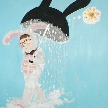 Peinture intitulée "Untitled Sad Bunny…" par Kiki Poppies, Œuvre d'art originale, Huile