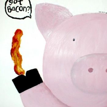 Painting titled "Bacon" by Kiki Poppies, Original Artwork, Oil