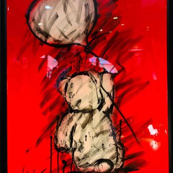 Painting titled "Red Love" by Kiko, Original Artwork, Acrylic Mounted on Wood Stretcher frame