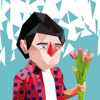 Arte digitale intitolato "menino das flores" da Muon Kil, Opera d'arte originale, Pittura digitale