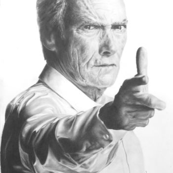 Drawing titled "EASTWOOD" by Kile Zabala, Original Artwork, Pencil