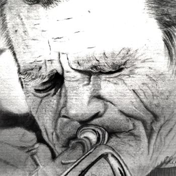 Painting titled "Chet Baker" by Víctor Álvarez, Original Artwork, Charcoal