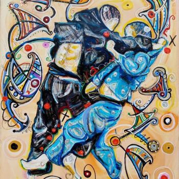 Pintura intitulada "Jitsu Blue" por Kim Dean, Obras de arte originais, Acrílico