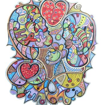 Drawing titled "Chemistry Of Love -" by Kim Dean, Original Artwork, Ink
