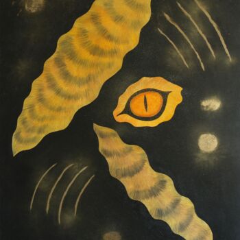 Pittura intitolato "Tiger's Eye" da Kim Hannah, Opera d'arte originale, Olio Montato su Telaio per barella in legno