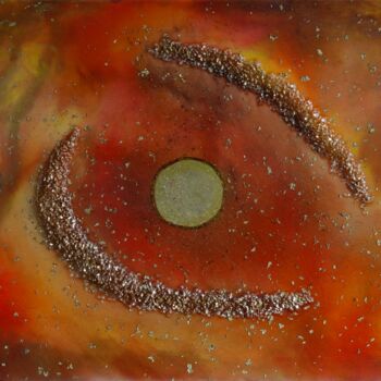 Ζωγραφική με τίτλο "Celestial" από Kim Hannah, Αυθεντικά έργα τέχνης, Χρωστικές ουσίες Τοποθετήθηκε στο Ξύλινο πάνελ