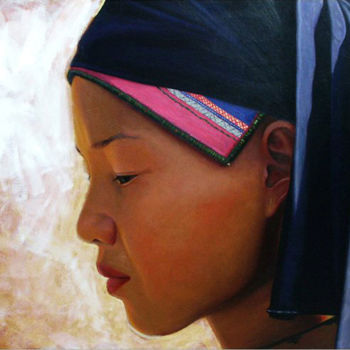 Painting titled "Young girl from Sap…" by Cau Vong Art Studio, Original Artwork, Oil