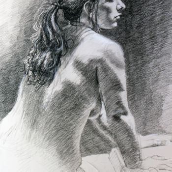 Drawing titled "Wishing" by Kimberly Aring, Original Artwork, Charcoal