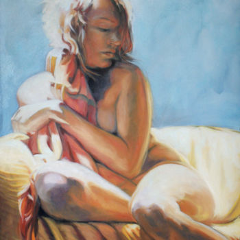 Pintura intitulada "Shy" por Kimberly Aring, Obras de arte originais, Óleo