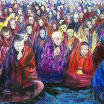 Pintura intitulada "Meditação" por Kim Cruz, Obras de arte originais
