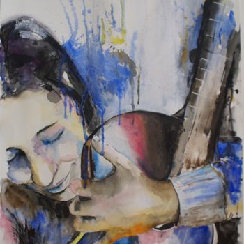 Schilderij getiteld "Amor à musica" door Kim Cruz, Origineel Kunstwerk, Olie