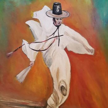 Painting titled "The man in the wind" by Kim Dauphin, Original Artwork, Acrylic