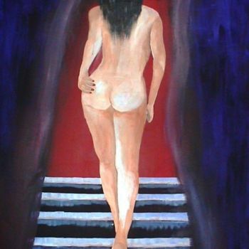 Painting titled "Mulher - Escada da…" by Kim Molinero, Original Artwork, Oil