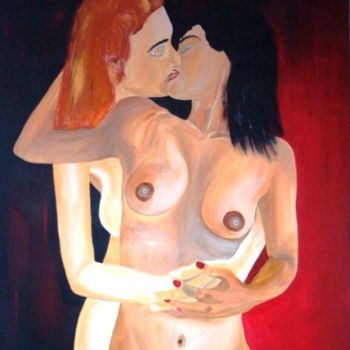 Pintura intitulada "Mulheres Amantes" por Kim Molinero, Obras de arte originais, Óleo