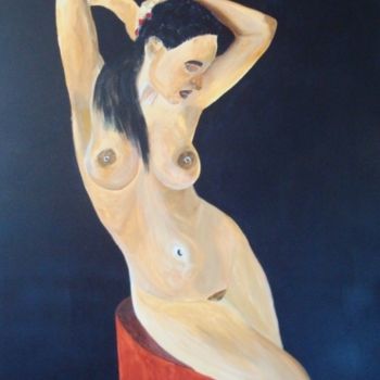 Painting titled "Mulher Sentada" by Kim Molinero, Original Artwork, Oil